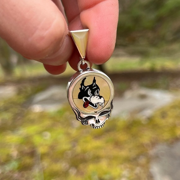 Grateful Dead gemstone inlay Pendant By David Freeland Jr - Picture 3 of 3